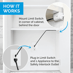Docking Drawer 20-amp Safety Interlock Outlet with Corner Mount Black Limit Switch Turns OFF Power Alt 3 - Image