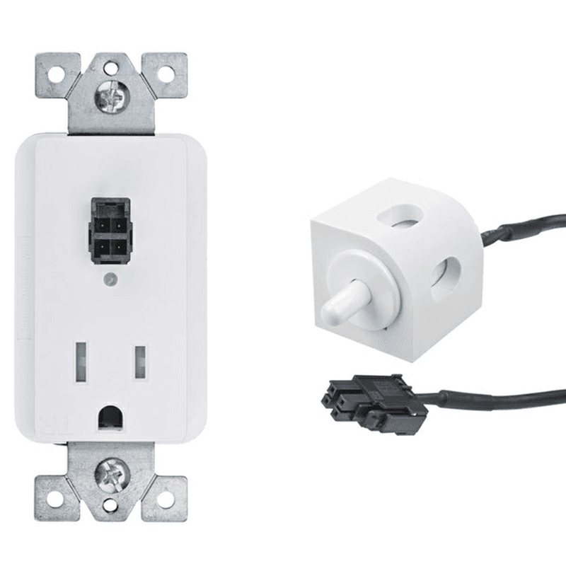 Docking Drawer 15-amp Safety Interlock Outlet with Corner Mount White Limit Switch Turns ON Power Main - Image