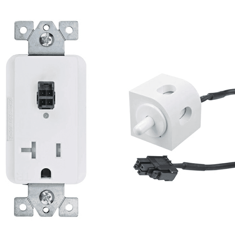Docking Drawer 20-amp Safety Interlock Outlet with Corner Mount White Limit Switch Turns ON Power Main - Image
