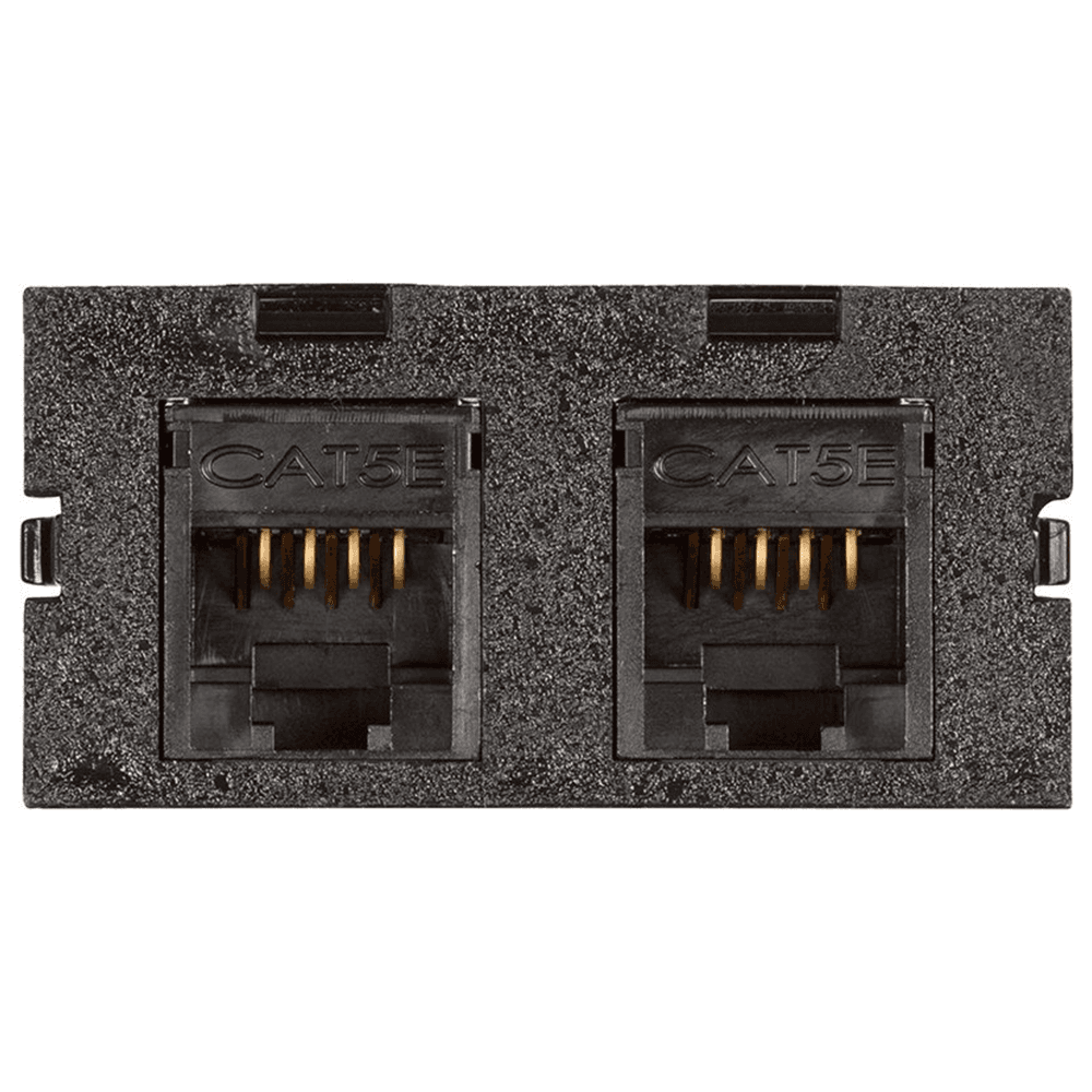 Black Dual Cat5e RJ45 bezel by Doug Mockett And Company Inc