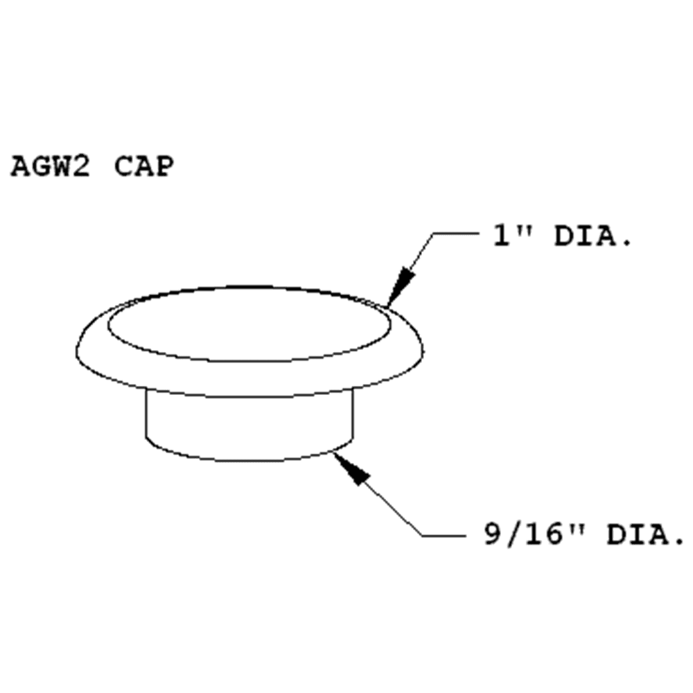 No-slot grommet cap for 9/16" hole, fits AG1 liner for 3/4" hole