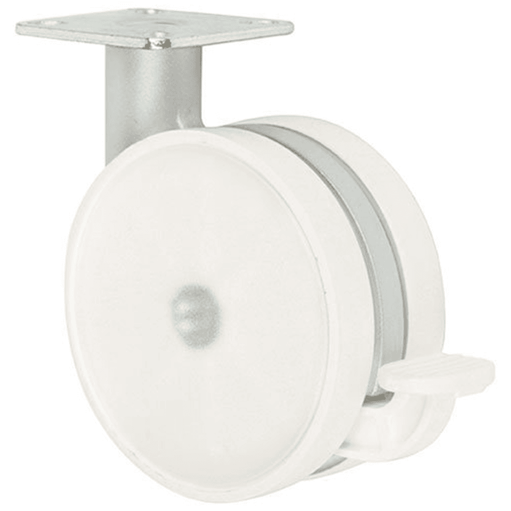 4" Translucent White Caster with Brake by Doug Mockett And Company Inc - Mounting Plate Included