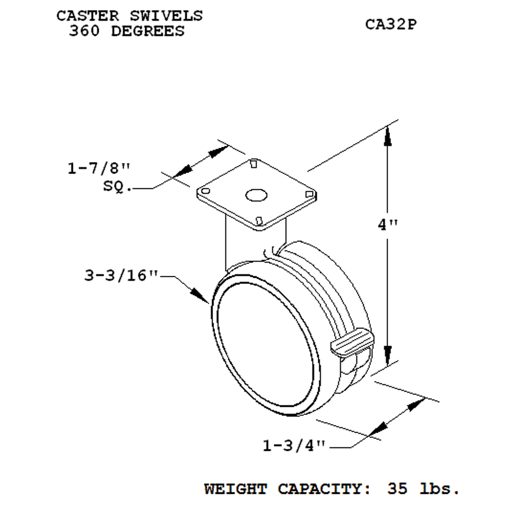 Satin Nickel Twin Wheel Caster with Brake