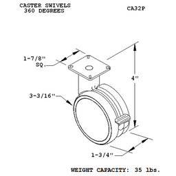 Satin Nickel Twin Wheel Caster with Brake