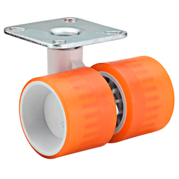 Translucent orange 1-9/16" caster with wide footprint and nylon/silicone construction and mounting plate.