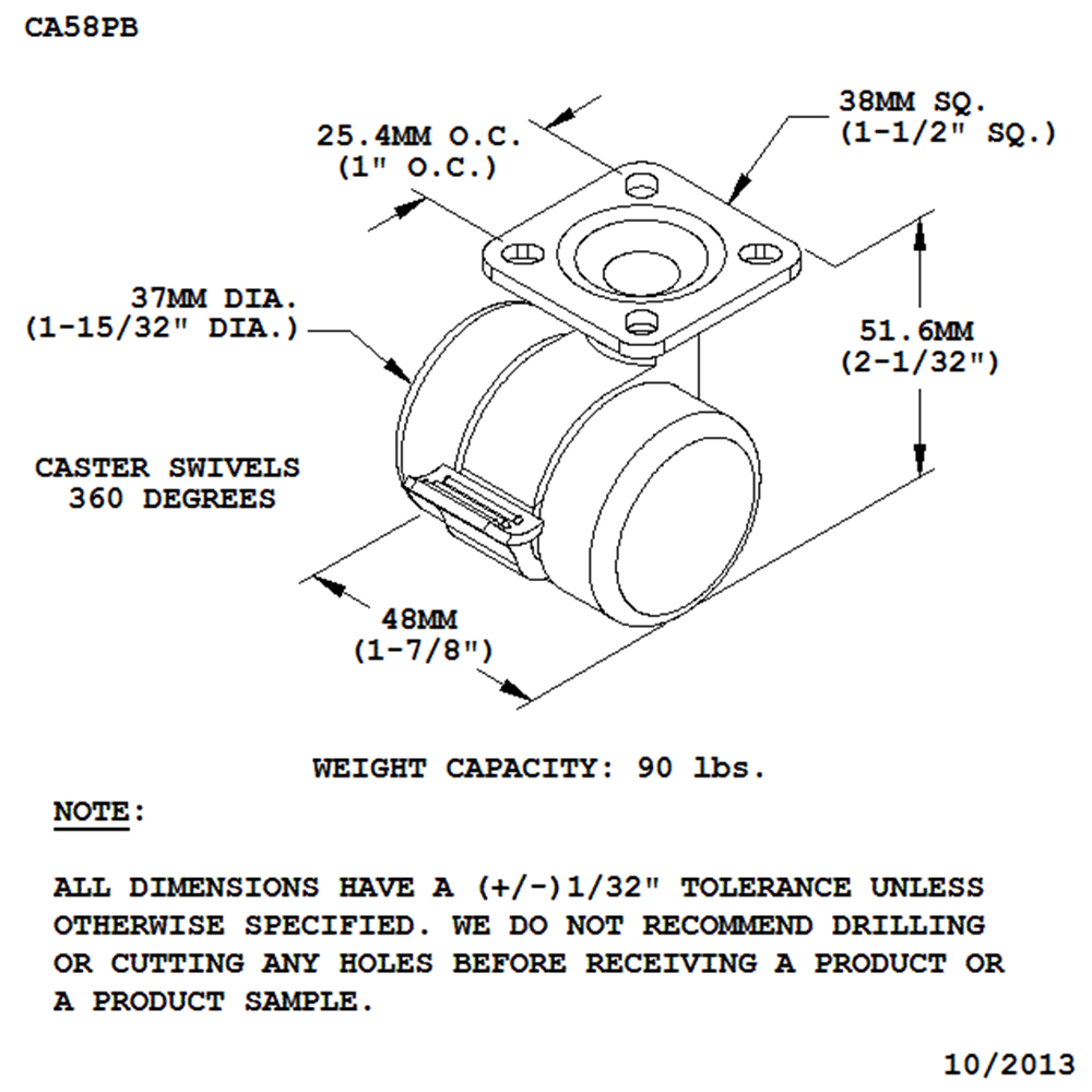 Small but Mighty 2-1/32" Caster with 90 lb. Weight Capacity per Caster from Doug Mockett And Company Inc