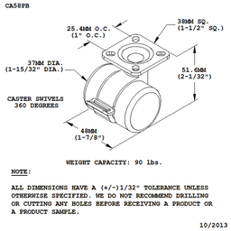 Small but Mighty 2-1/32" Caster with 90 lb. Weight Capacity per Caster from Doug Mockett And Company Inc