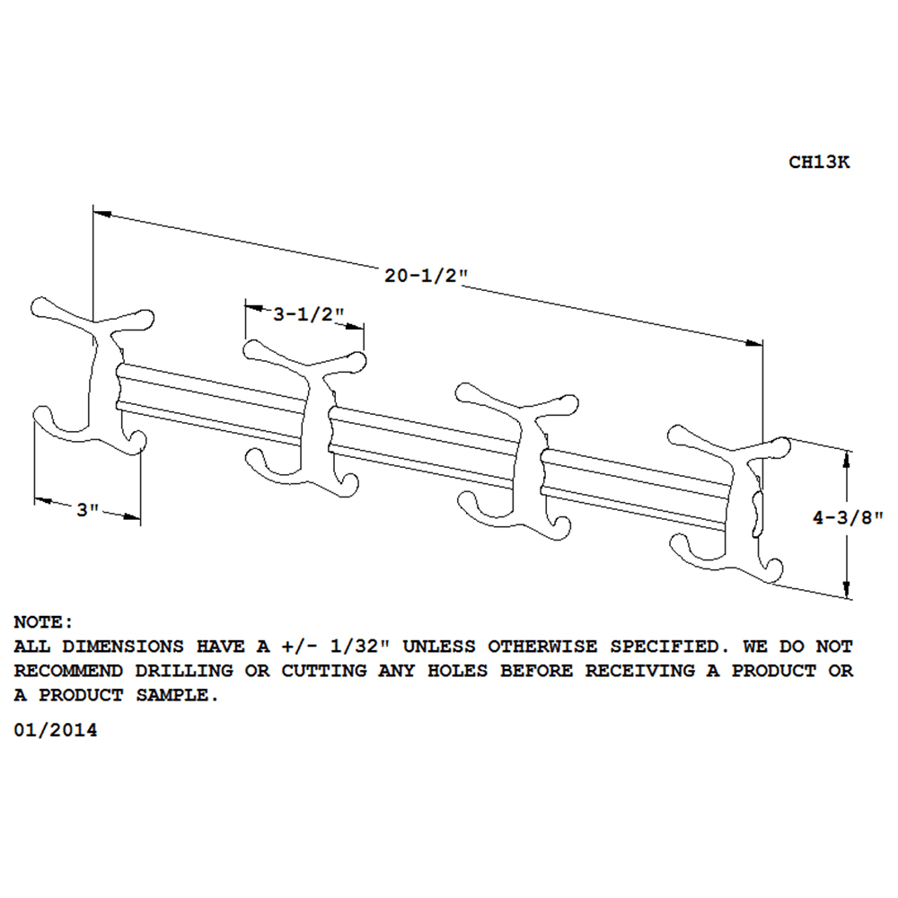 Multi-Pronged Hooks on CH13K Quad Coat Hook