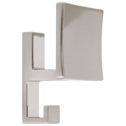 CH53 Square Plate Coat Hook in Unique Satin Nickel Finish with Gentle Inward Bend for Softened Look