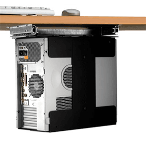 Matte Black CPU Holder for Desk - 14" Slides for 12" Back-and-Forth Movement