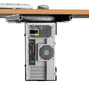Universal CPU Holder with Swivel, Matte Black - Accessible Computer Desk Attachment