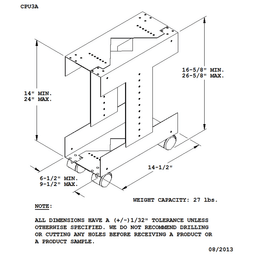 Universal CPU holder with casters in matte black finish - adjustable from 6-1/2" to 9-1/2" and 14" to 24"