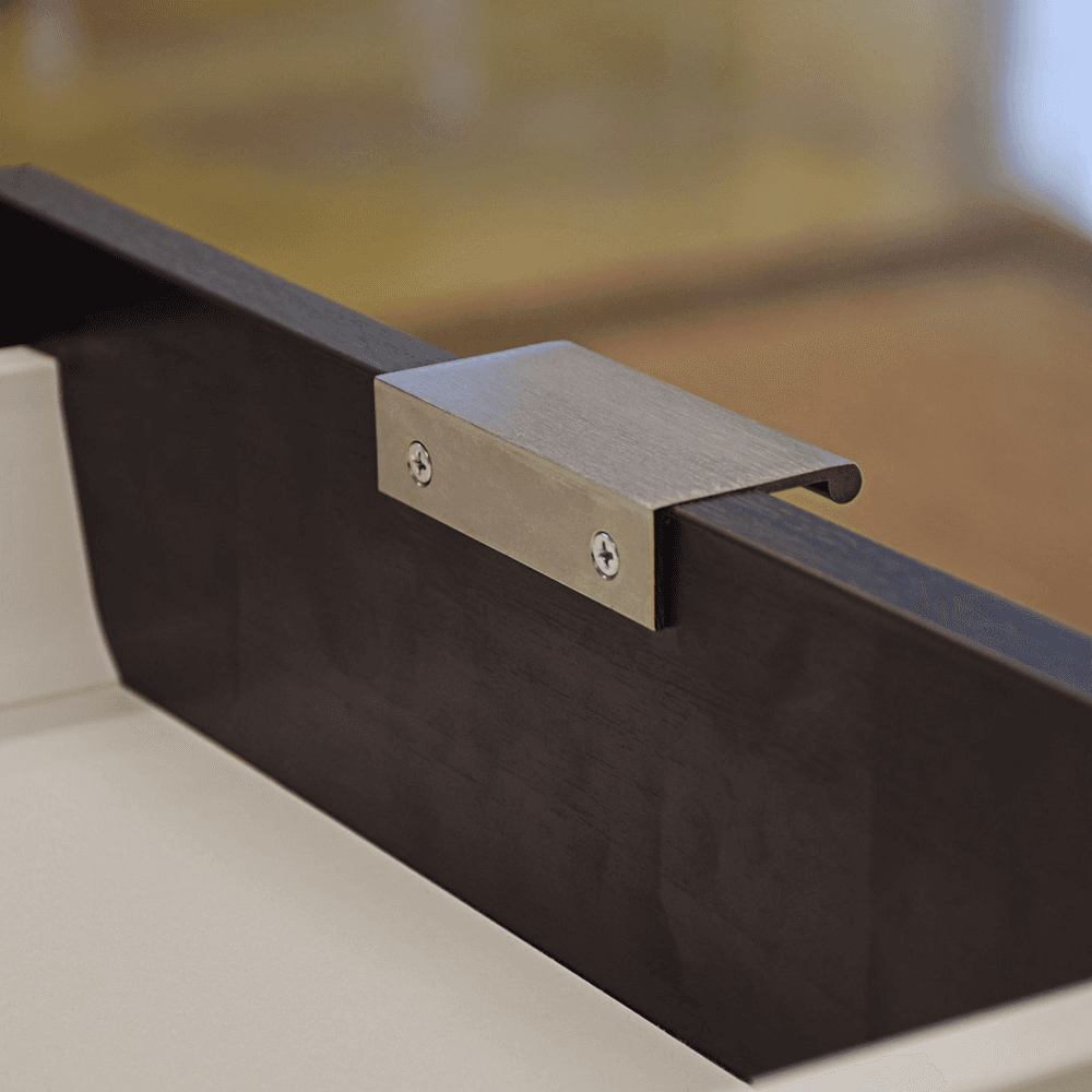 Elegant polished chrome drawer pull by Doug Mockett And Company Inc