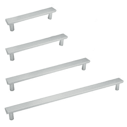 Satin Aluminum Radiussed Bar Drawer Pull with Matte Grip and Flat Face