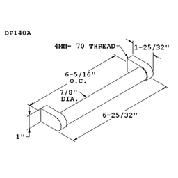 Satin nickel cylindrical bar pull with sharp-edged finished posts by Doug Mockett And Company Inc