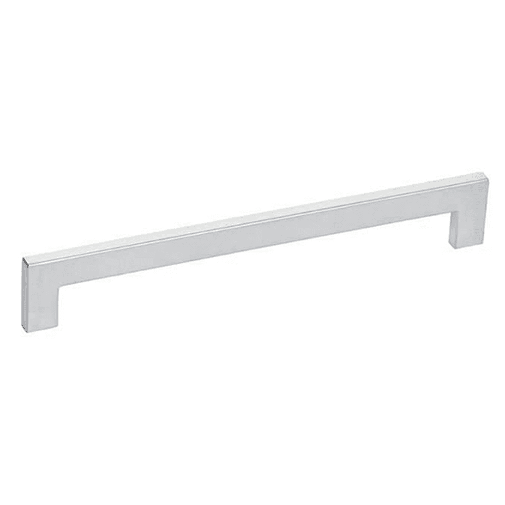 Eco-friendly satin nickel drawer pull inspected for hazardous elements and made with renewable energy