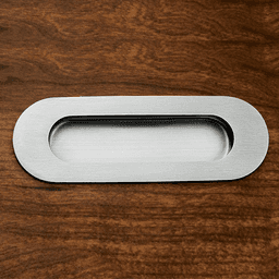 Long Oval Pull Handle for Desk Surface in Satin Stainless Steel