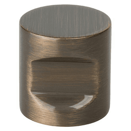 7/8" Notched Cylindrical Knob in Polished Brass for Cabinets