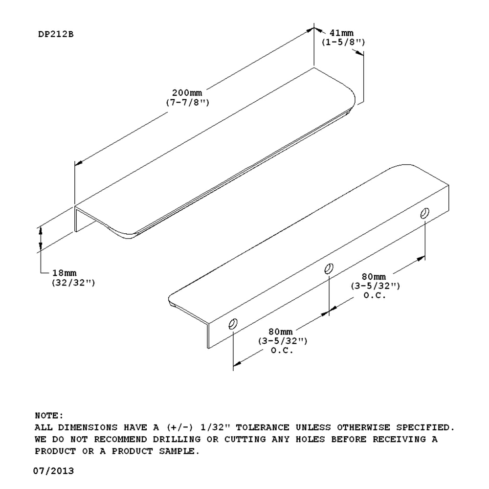 Ultra-Thin, Lightweight Brushed Satin Aluminum Drawer Pull by Doug Mockett And Company Inc