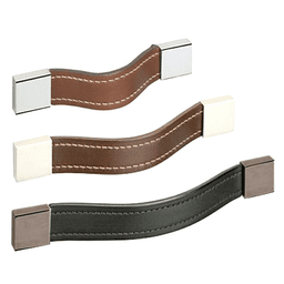 Smooth leather strap with exterior stitching and finished metal posts