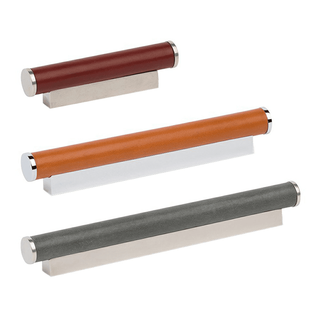 Refined Leather Bound Bar Pull with Hefty Weighted Feel