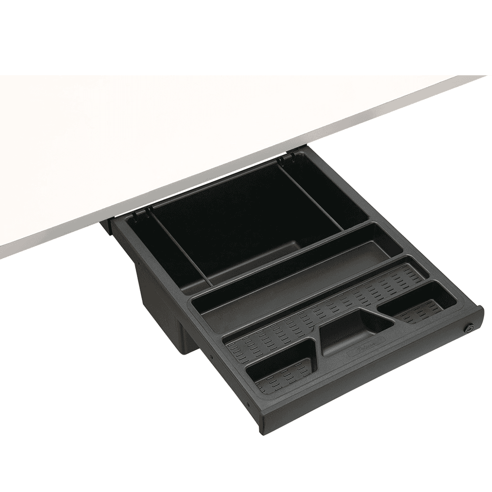 DWR2 Keyboard/Storage Drawer Tray, Under-Mount, Matte Black - Front View