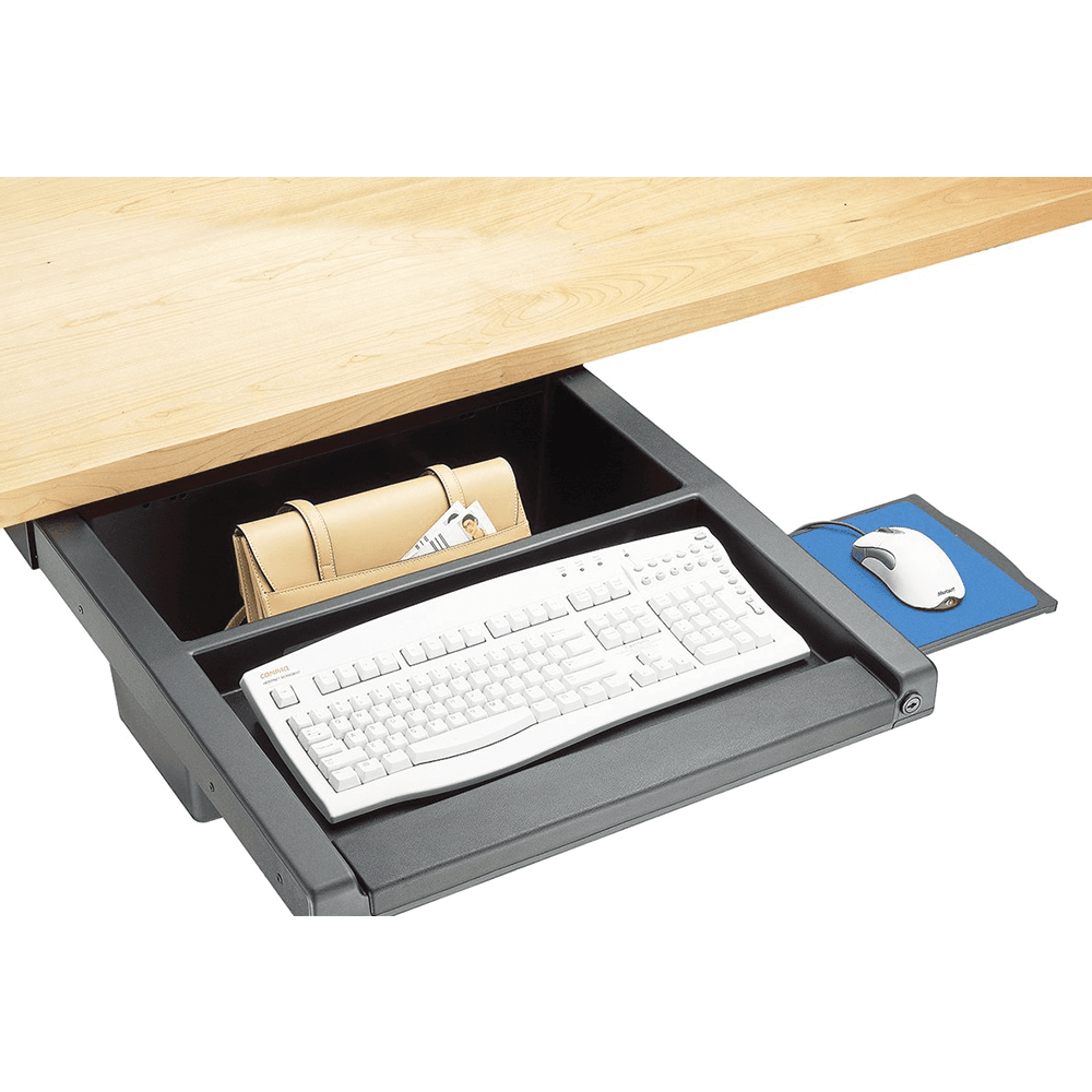 DWR2 Keyboard/Storage Drawer Tray, Under-Mount, Matte Black - Mouse Tray Interchangeable