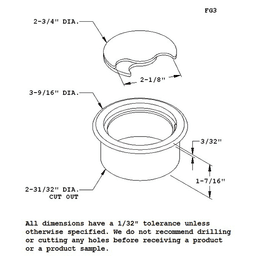 Heavy duty black floor access grommet for cables