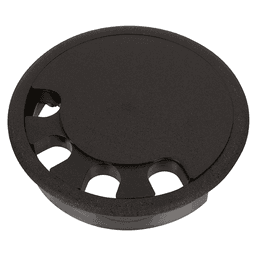 9-1/16" matte black floor access grommet with swiveling top and multiple cable slots
