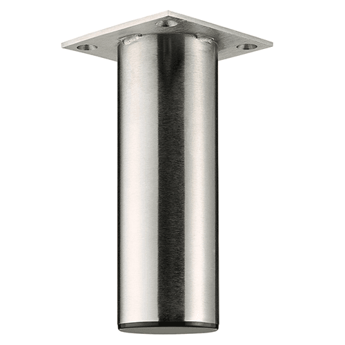 Modern Small Furniture Leg - 2" Diameter x 6" High, Satin Chrome Finish