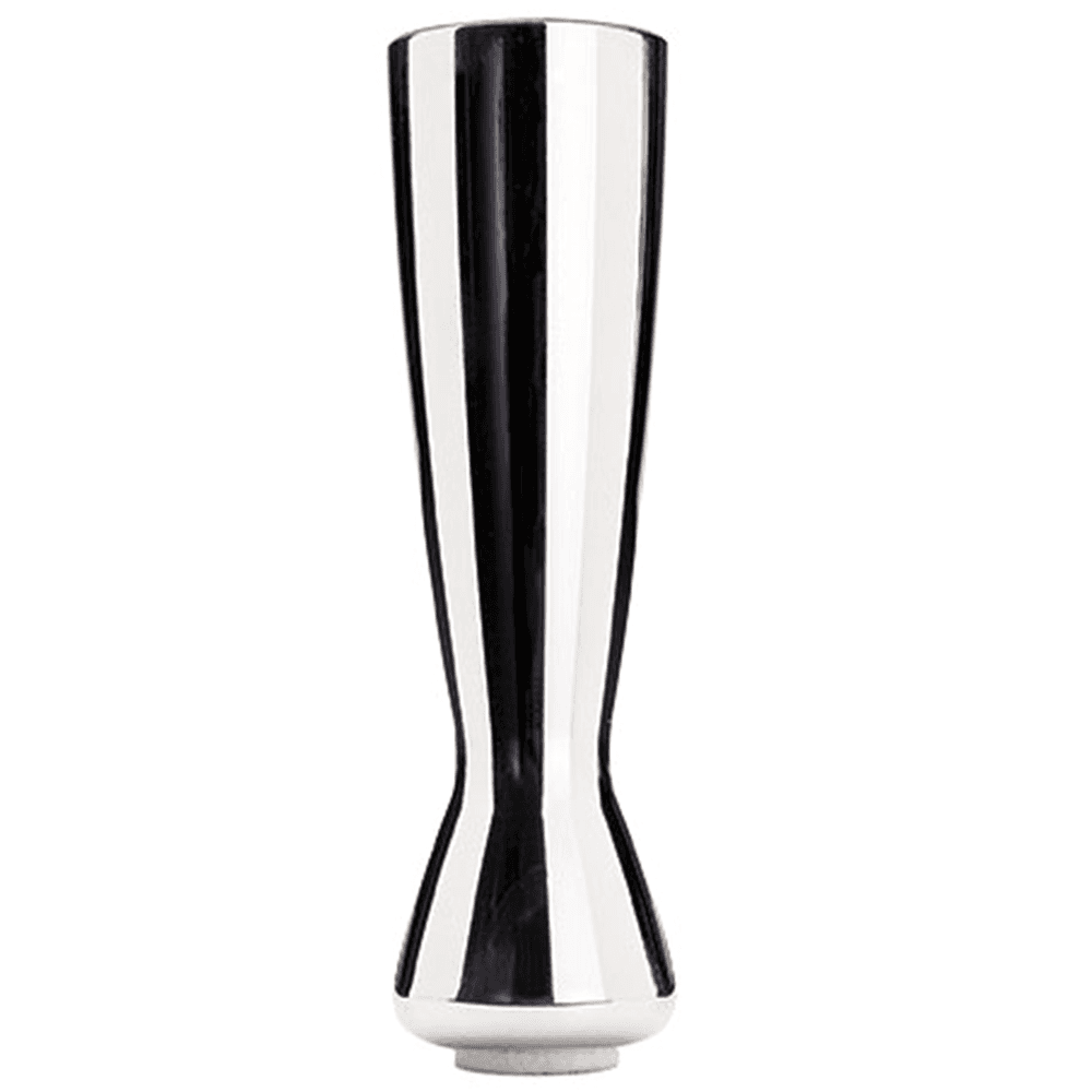 Polished aluminum furniture leg with sophisticated shape and 1-9/16" diameter x 6" high dimensions