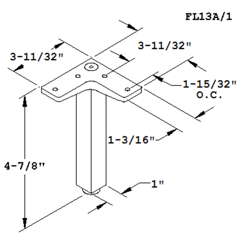 Square leg design for a polished aluminum furniture leg by Doug Mockett And Company Inc