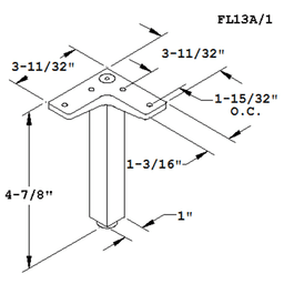 Square leg design for a polished aluminum furniture leg by Doug Mockett And Company Inc