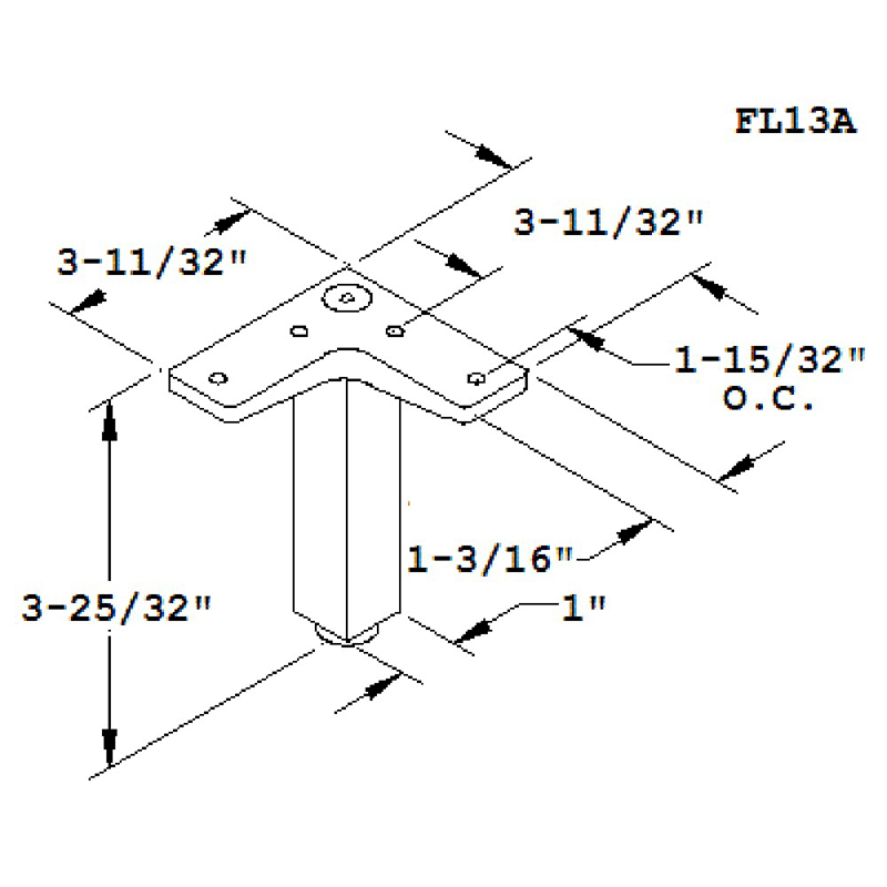Square Leg in Polished Aluminum Finish Designed to Show at a Corner - Doug Mockett And Company Inc