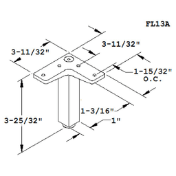 Square Leg in Polished Aluminum Finish Designed to Show at a Corner - Doug Mockett And Company Inc