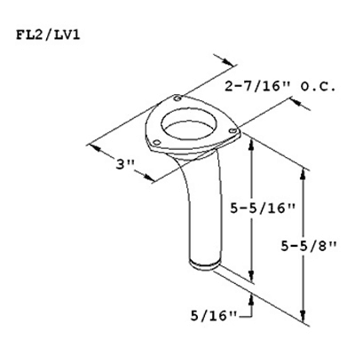 LV1 Leveler Furniture Leg in Polished Aluminum with 3" Triangular Top Plate