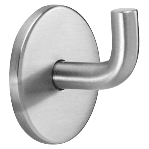 Doug Mockett HK1 Single Coat Hook in Satin Stainless Steel Finish with Cover Plate