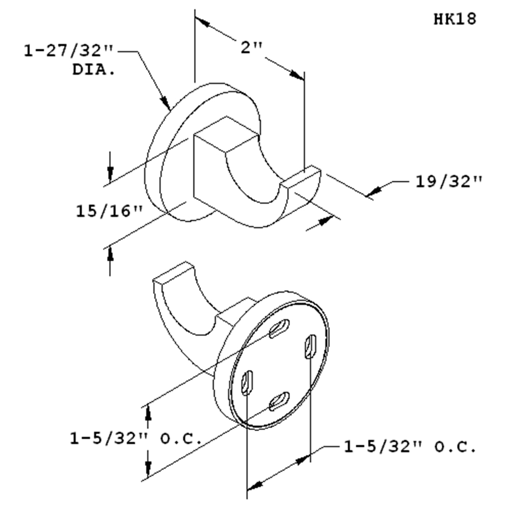 Satin stainless steel HK18 coat hook with unique blend of round and square shapes