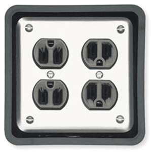 White Junction Box Grommet with 4 Plugs by Doug Mockett And Company Inc.