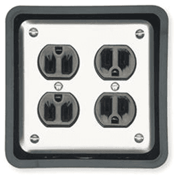 White Junction Box Grommet with 4 Plugs by Doug Mockett And Company Inc.