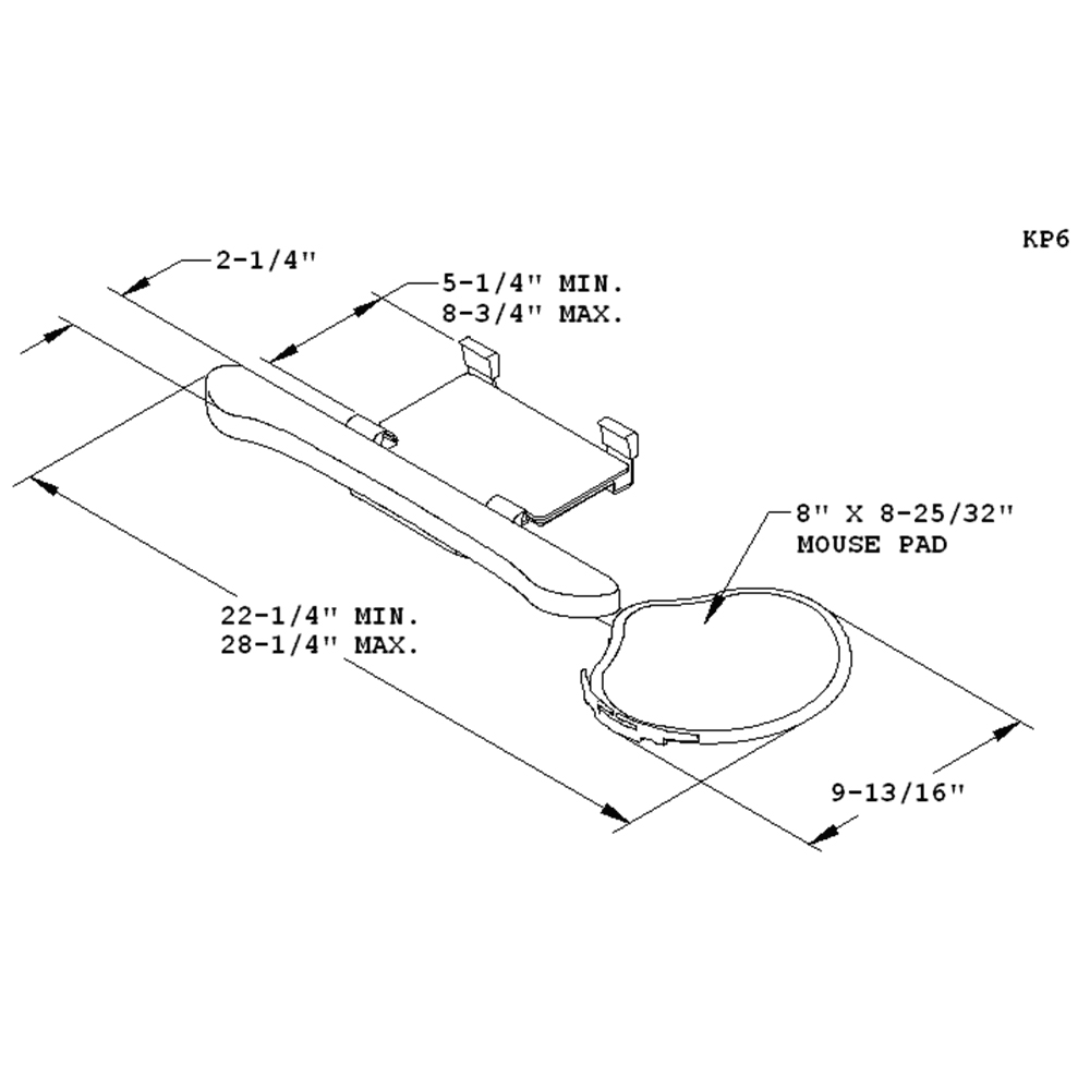 Under-Mount Keyboard Tray with Gel Palm Rest and Mouse Platform - Doug Mockett And Company Inc