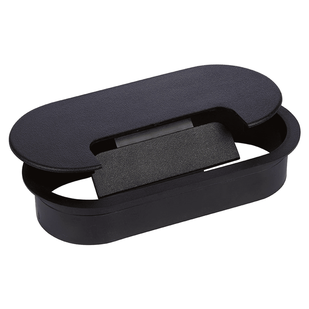 6 1/2" long and 3" wide grommet with FLIP-TOP tab for cord access