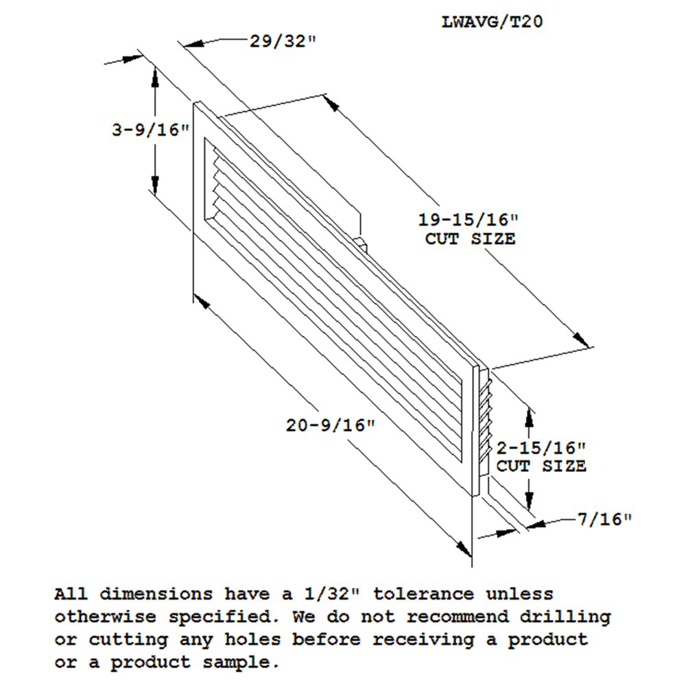 Wooden Rectangular Air Vent Grille with 31.76% Air Flow by Doug Mockett And Company Inc