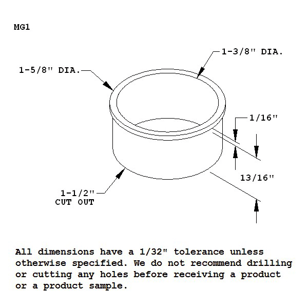 Satin Aluminum Desk Grommet Liner for 1-5/8" Hole by Doug Mockett And Company Inc