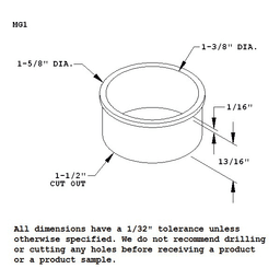 Satin Aluminum Desk Grommet Liner for 1-5/8" Hole by Doug Mockett And Company Inc