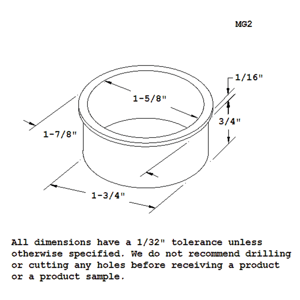 Matte Black Desk Grommet Liner for 1-3/4" Hole by Doug Mockett And Company Inc