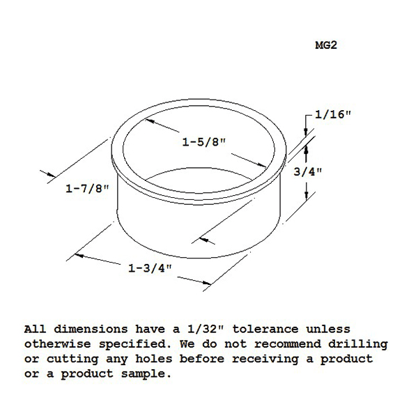 Satin Aluminum MG2 Grommet Liner for 1-7/8" Desk Grommet by Doug Mockett And Company Inc