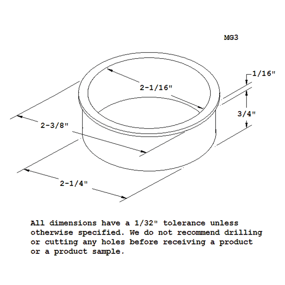 High-quality MG3 aluminum grommet liner for 2-1/4" holes by Doug Mockett And Company Inc