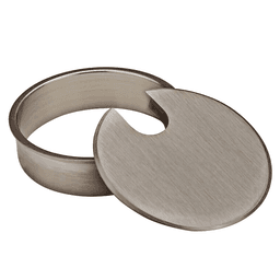 Satin Nickel Desk Grommet Cap and Liner set for 2-3/8" hole