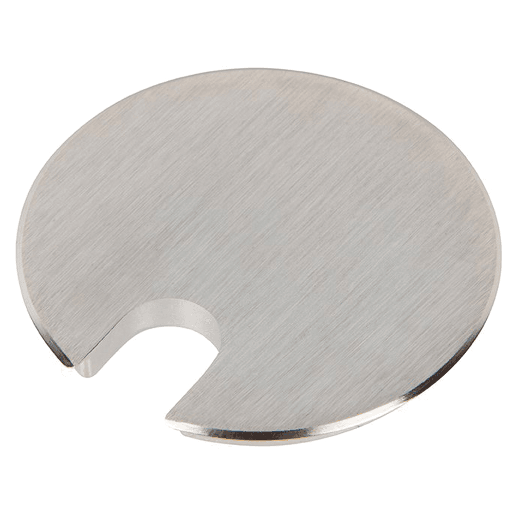 3" Satin Chrome Desk Grommet Cap for 2-3/4" Hole with Cord Slot